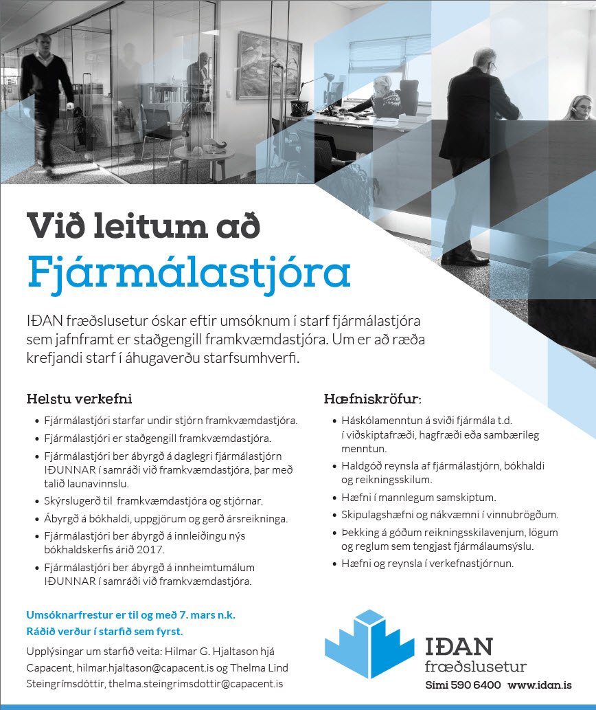 IÐAN auglýsir eftir fjármálastjóra